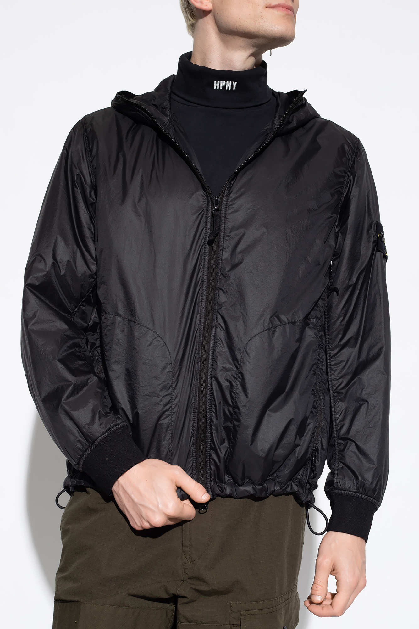 Stone island hooded outlet jacket black